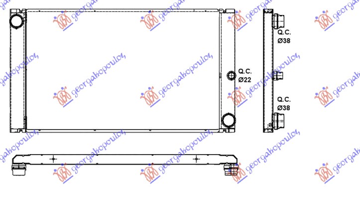 Bmw series 7 2002-2008 (e65/e66) HLADNJAK MOTORA 2.0/2.5-3.0 DIZEL (AUTO) (+AC) (593x366x32) (NISSENS)