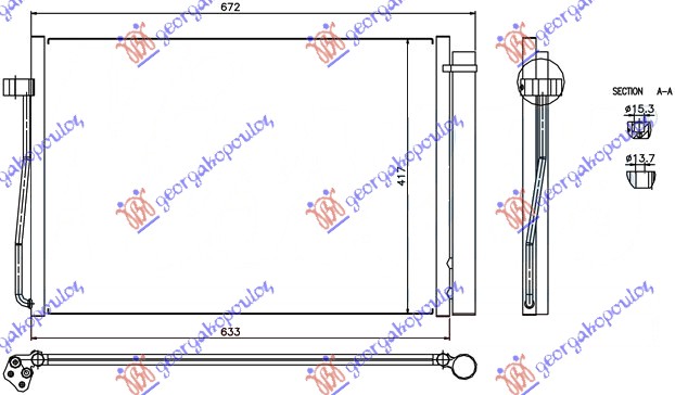 Bmw series 5 (e60/61) 03-10 HLADNJAK KLIME BENZIN (58.7x42x16)