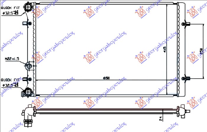 Seat toledo 1999-2004 (1m2) HLADNJAK MOTORA ZA SVE MODELE BENZIN/DIZEL (MANUAL/AUTOMATIC) (+/-AC) (65x41.5) (NISSENS)