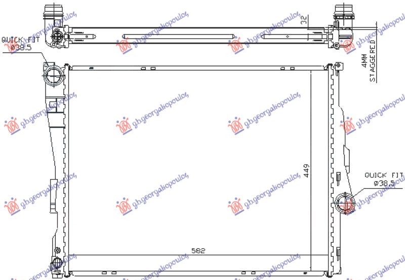 Bmw series 3 coupe/cabrio 2003-2006 (e46) HLADNJAK MOTORA BENZIN/DIZEL (MAN/AUTO) (580x450x26) (LEMLJEN SPOJ) (VALEO)