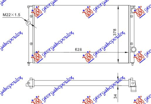 Vw vento 92-98 HLADNJAK MOTORA 1.9 TDI (62.5x37.9x3.2)