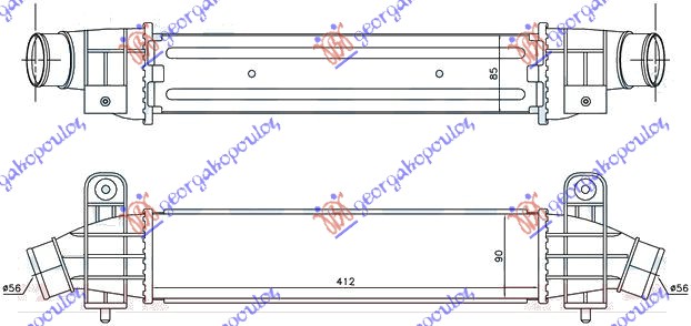 Ford mondeo 00-07 HLAD INTERC.2.0-2.2 TDCi-TDDi(41.2x91x85