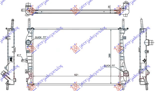 Ford mondeo 2000-2007 (b5y) HLADNJAK MOTORA DIZEL (+AC) (62x39.7) 2002- (VALEO)