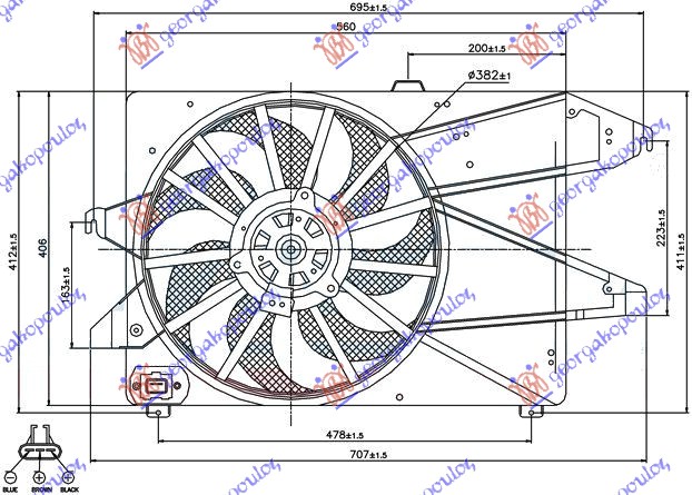 Ford mondeo 00-07 VENTILATOR KOMPLET(JEDAN)1.8-2.0BEN 02-0