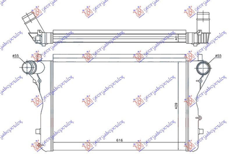 Audi a3 03-08 HLADNJAK INTERKULERA 2.0 (S3) (610x410x40) 55 CEO ALUMINIJUM