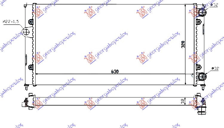 Vw golf iii 92-98 HLADNJAK MOTORA 1.6/1.8/2.0i8V/1.9TDi (630x320x32)