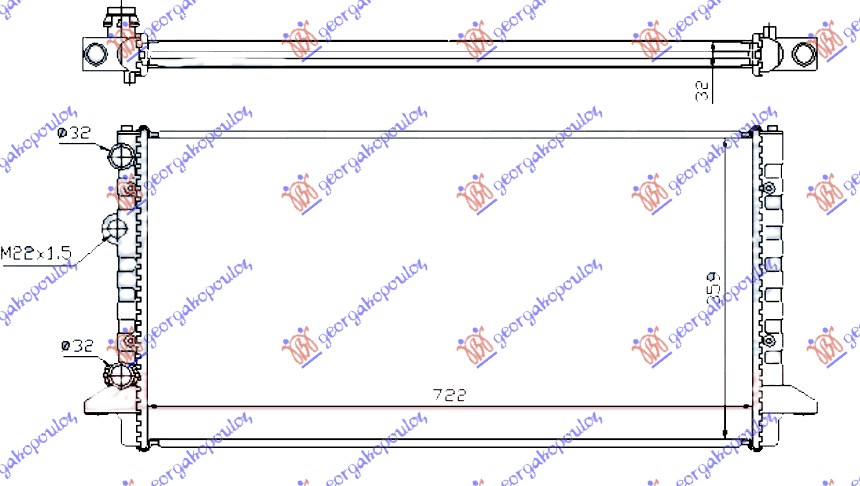 Vw passat 1993-1996 (3a2/35i/3a5) HLADNJAK MOTORA BENZIN/DIZEL (AUTO) (72x37) (NRF)