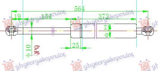 Volvo xc60 08-13 AMORTIZER GEPEK VRATA (564L-620N)