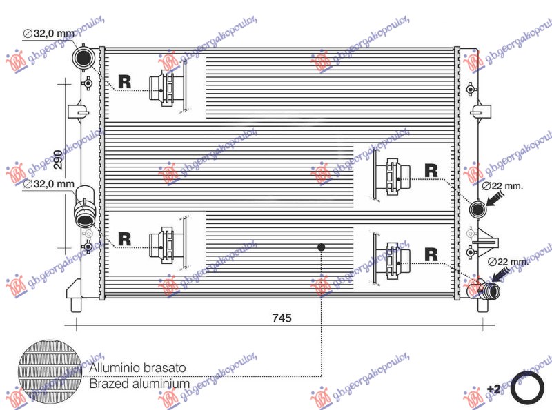 Vw new beetle 2011-2016 (5c1/5c2) HLADNJAK MOTORA 1.2 TSI (62.5x45.2x34) (NRF)