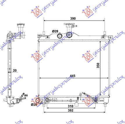 Hyundai i10 07-10 HLADNJAK MOTORA 1.1i 12V 1.1 CRDi (AUTO) (44.5x35)