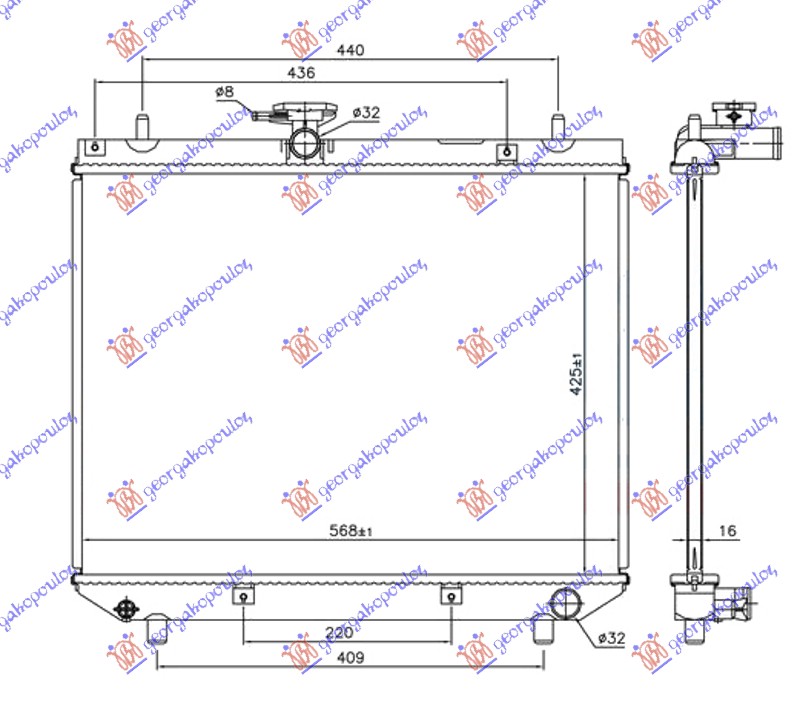 Daihatsu terios 97-06 HLAD. 1.3 16v MAN 00- (425x568x16)