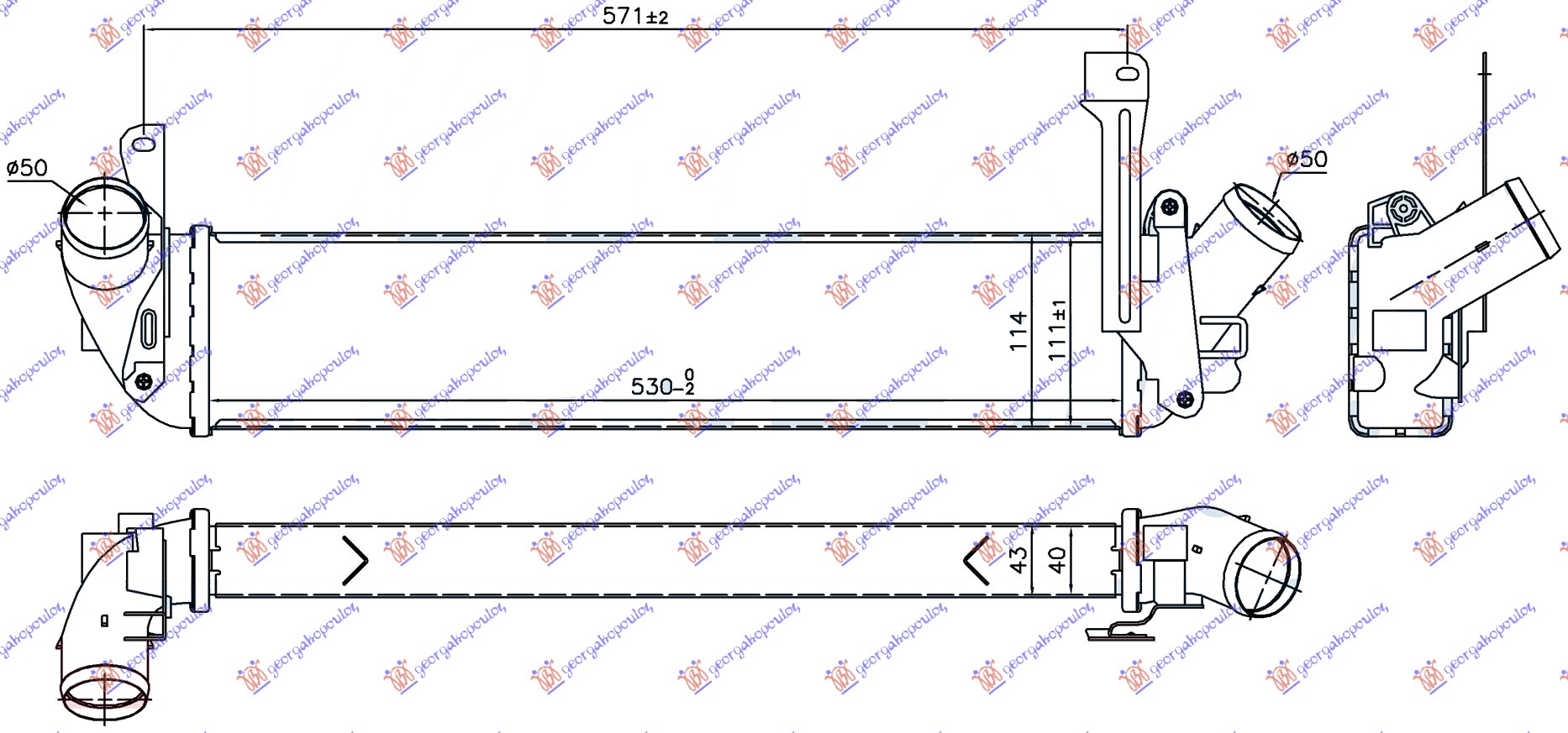 Renault kangoo 03-08 HLADNJAK INTERKULERA 1.5 DCI (K9K718) (657x93x85)