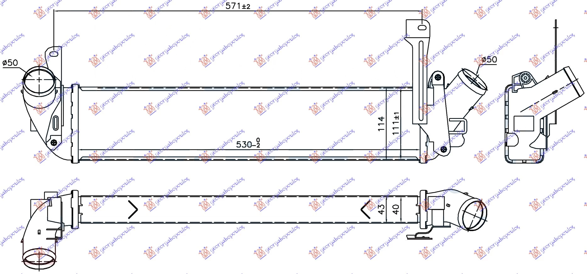 Renault kangoo 03-08 HLADNJAK INTERCOOLERA 1.5 DCI(657x93x85)