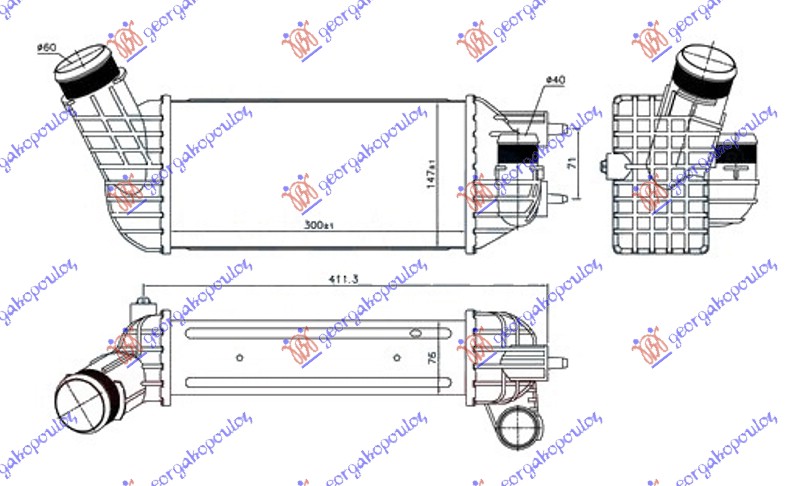 Peugeot 3008 13-16 HLADNJAK INTERKULERA 2.0 HDI DIZEL (300x147x76) 60/40