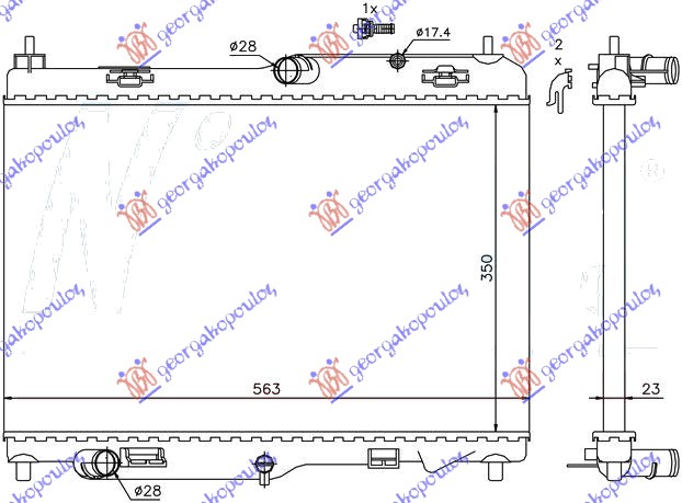 Ford fiesta 2013-2017 (jd) HLADNJAK MOTORA 1.4/1.6 TDCI (MAN) (+/-AC) (563x350) (NRF)