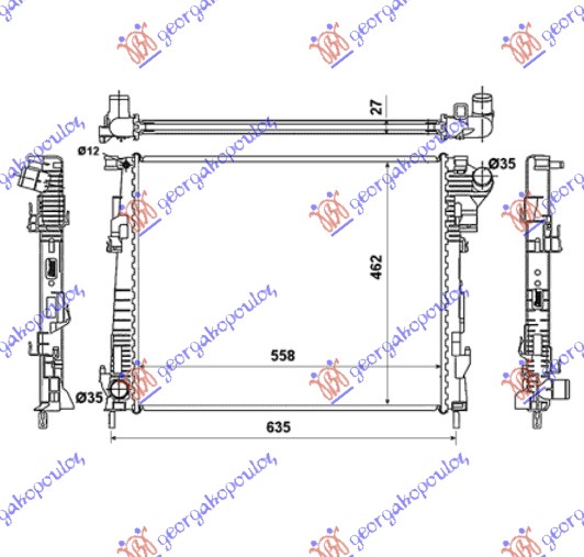 Opel vivaro 2006-2014 (x83) HLADNJAK MOTORA 2.0 CDTi (-AC) (56x44.9) (BEZ START-STOP SISTEMA) (NISSENS)