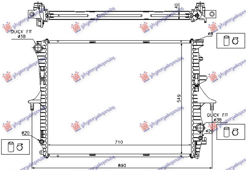 Vw touareg 2003-2010 (7la/7l6/7l7) HLADNJAK MOTORA SVI MODELSI BENZIN/DIZEL (MAN/AUTO) (+/-AC) (71x55) (KOYO)