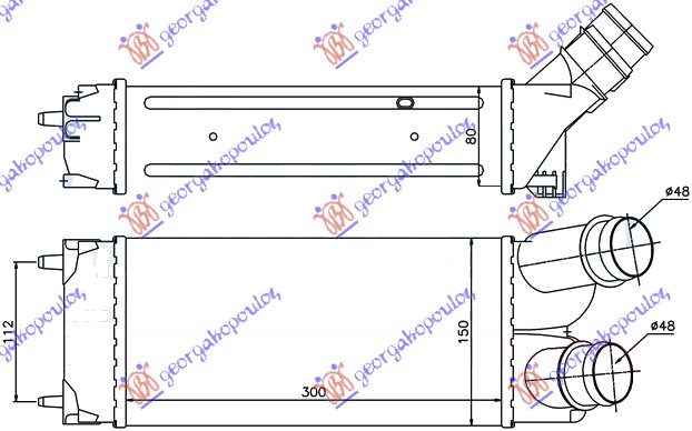 Citroen berlingo 08-15 HLAD INTERCOOLER 1.6 HDi(300x150x80)