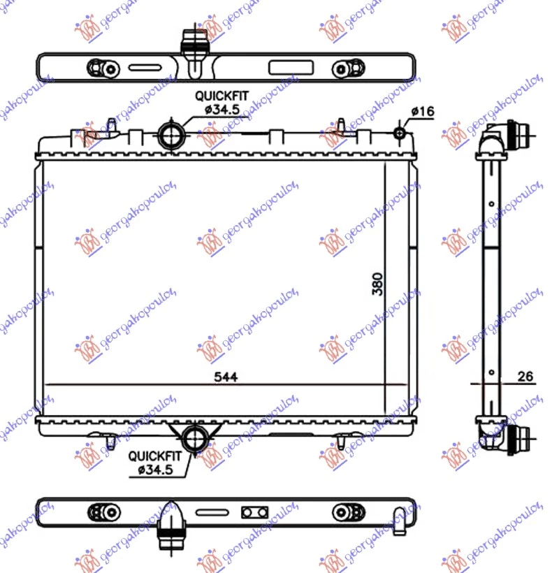 Citroen berlingo 08-15 HLAD 1.2 THP BENZ(380x540x26)BRZA SPOJKA