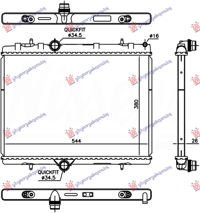 Citroen berlingo 2015-2019 (b9) HLADNJAK MOTORA 1.2 THP BENZIN (380x540x26) (BRZA SPOJNICA) (NRF)