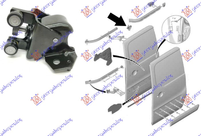 Citroen berlingo 08-15 KLIZAC (VODJICA) KLIZNIH VRATA SREDNJI