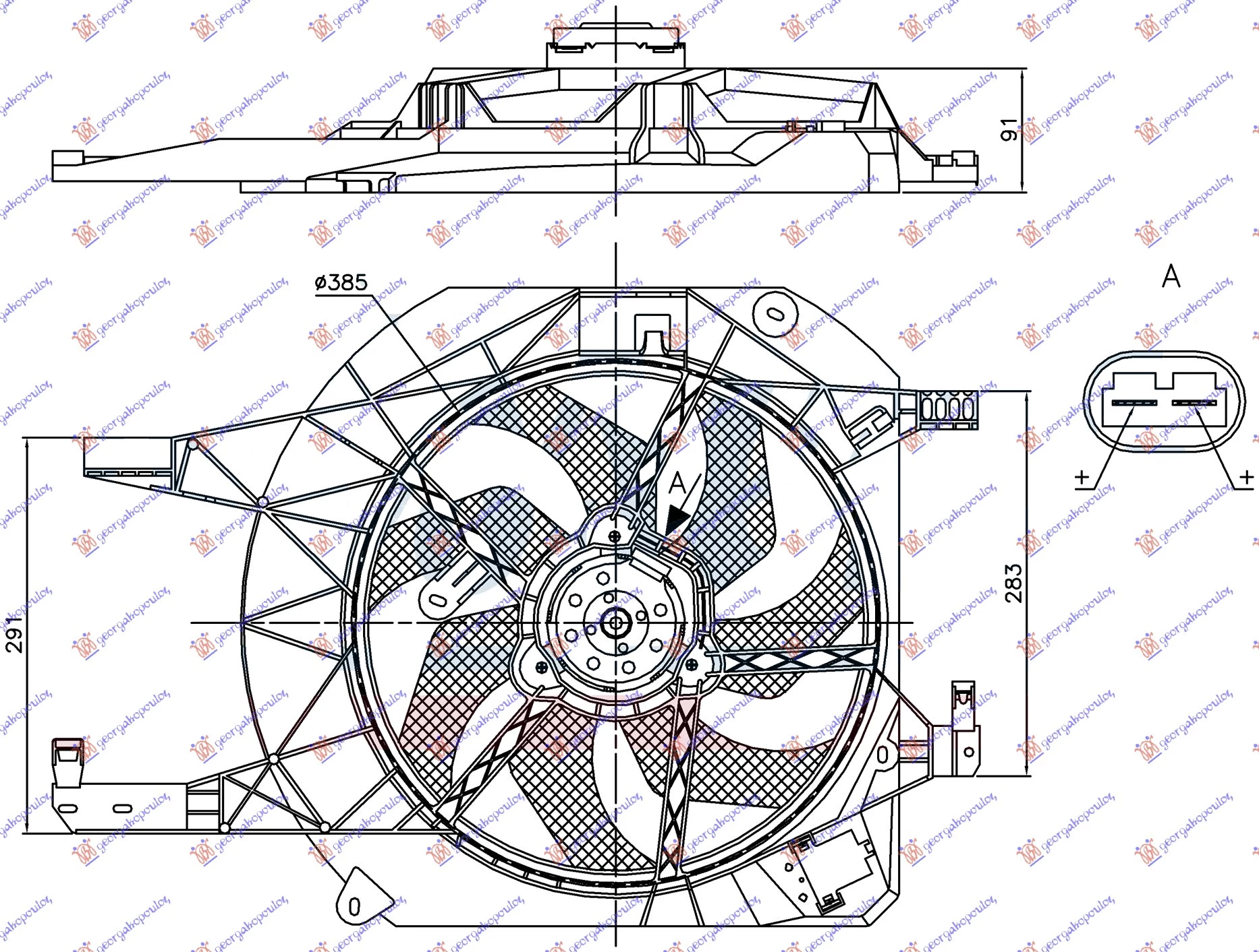 Nissan primastar 02-06 VENTILATOR KOMPLET (+AC) BENZIN/DIZEL