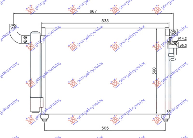 Kia rio 05-11 HLADNJAK KLIME DIZEL (51x36x16)