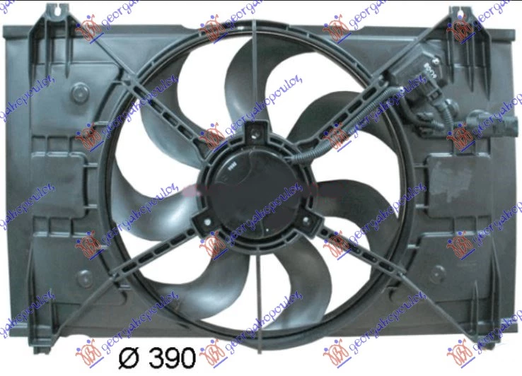 Kia rio 05-11 VENTILATOR KOMPLET BENZ. (390mm) (OBLONG