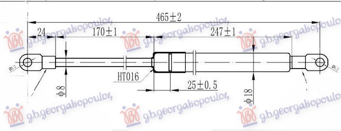 Suzuki jeep 1984-1990 (sj413) AMORTIZER GEPEK VRATA (465 mm - 113 njutna)