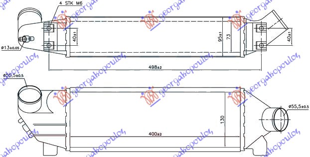 Ford transit 00-06 HLAD INTERC. 2.0TDi (40x12.7x76) 00-02