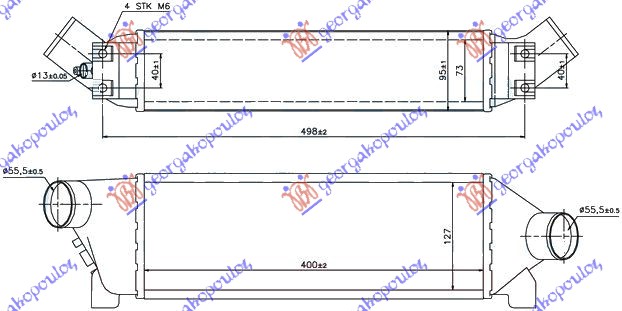 Ford transit 00-06 HLAD INTERC.  2.0 TDi 02-06 (40x12.7x7.3