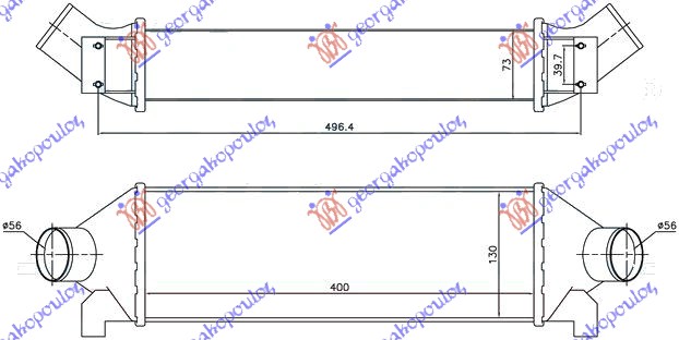 Ford transit 00-06 HLAD INTERC. 2.4 T.D. (40x12.7x7.6)