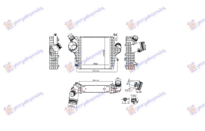 Audi q8 2018-2023 (4mn/4mt) HLADNJAK INTERKULERA (258x240x64) (NISSENS)