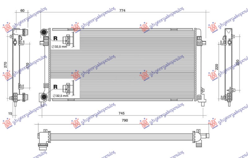 Audi a1 2014-2018 (8x1/8xk/8xa/8xf) HLADNJAK MOTORA 1.6 TDi DIZEL (650x320x32) BEZ CEVI (NRF)