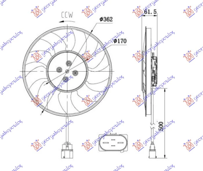 Audi a4 15-18 VENTIL.2.0-3.0B 2.0-3.0 D 370mm 4P LEVO