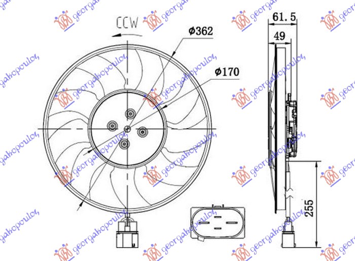 Audi a4 15-18 VENTIL.2.0-3.0B 2.0-3.0 D 370mm 4P DESNO