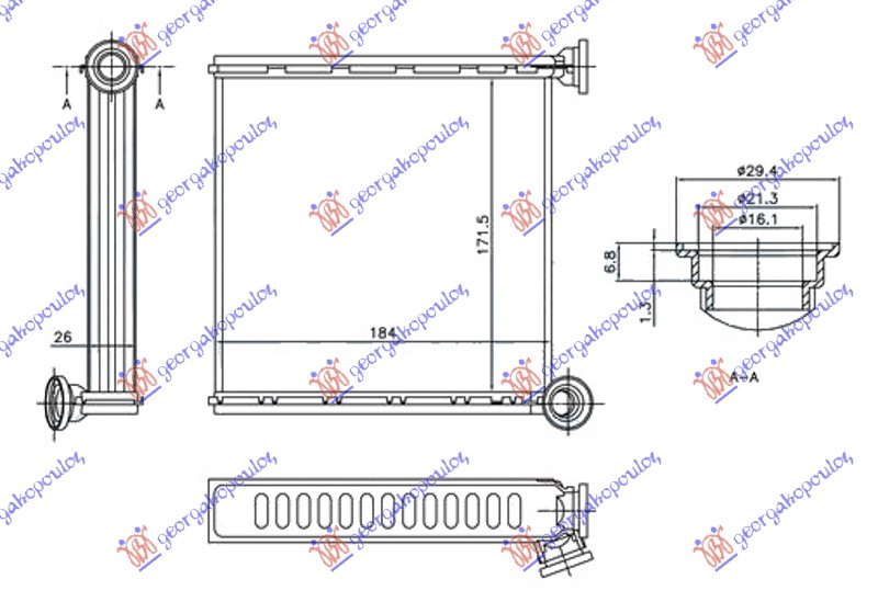 Vw touran 15-21 GREJAC KABINE (BR) (172x184x26) T.VALEO