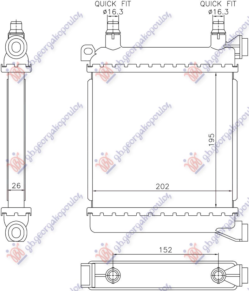 Bmw series 2 active/gran tourer 2017-2021 (f45/f46 HLADNJAK MOTORA DODATNI 1.5/2.0 BENZIN (202x195) (NRF)