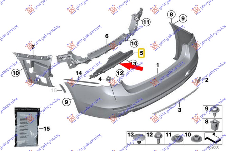 NOSAC ZADNJEG BRANIKA DONJI PLASTICNI (SEDAN/KARAVAN)