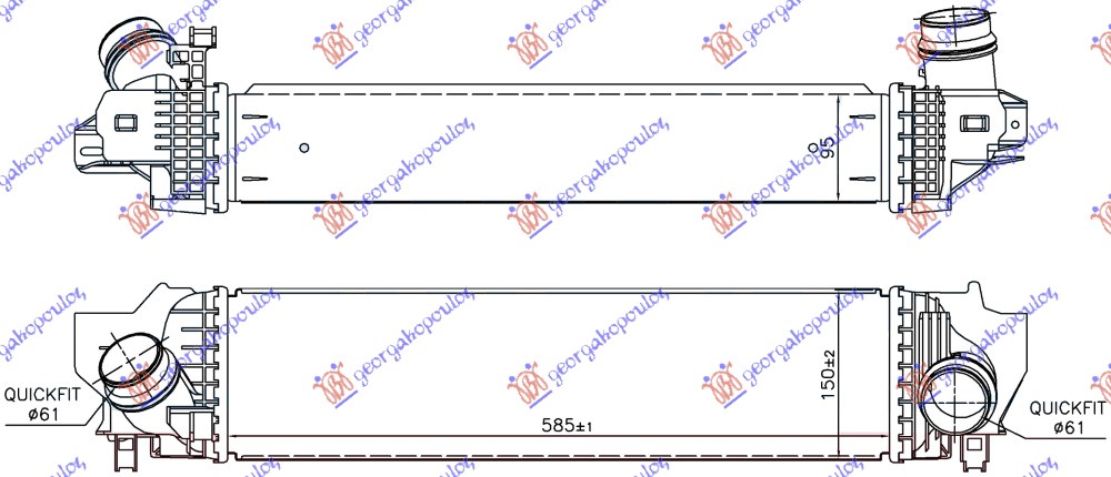 Bmw series 1 (f40) 19- HLADNJAK INTERKULERA SVI DIZEL - 2.0 (220i) BENZIN (585x150x95)