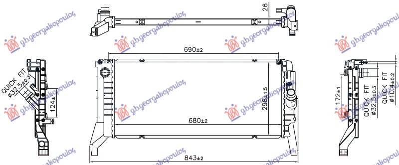 Bmw series 1 2019-2024 (f40) HLADNJAK MOTORA 2.0 DIZEL (MAN/AUTO) (690x298) (NRF)