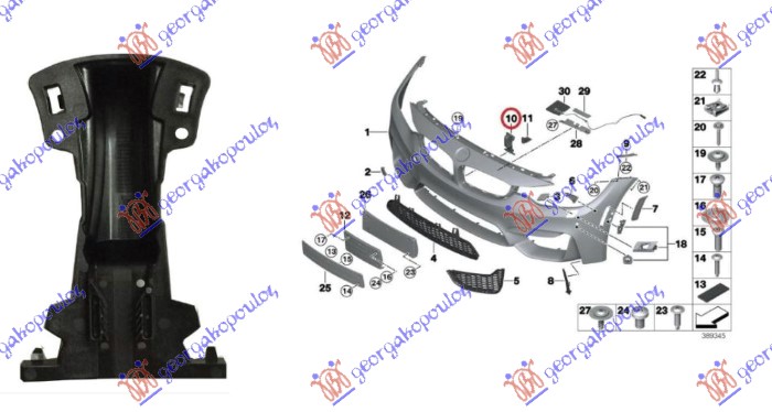 Bmw series 4 (f32/36/33/)coupe/gr.coupe/cabrio 14- NOSAC PRED.BRANIKA PLAST.DONJI/SREDNJI