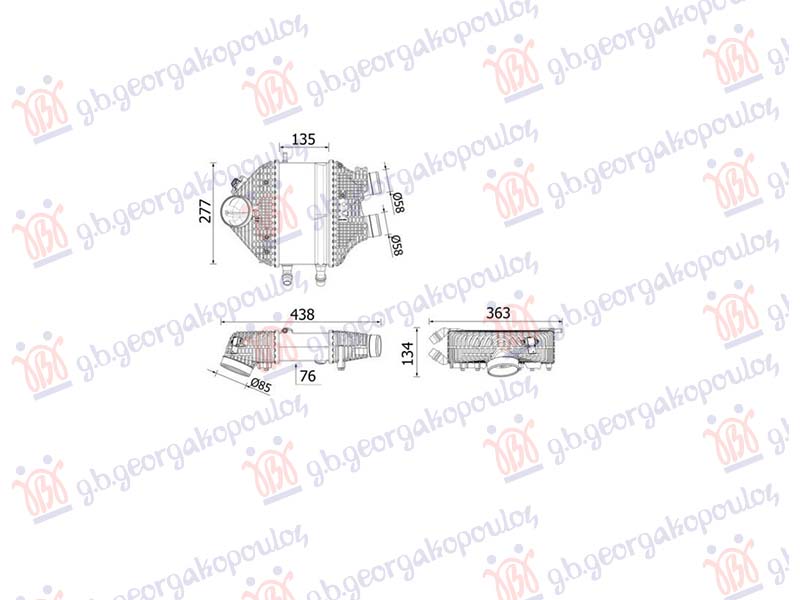 Bmw series 4 coupe/cab 2014-2020 (f32/f36/f33/f82) HLADNJKA INTERKULERA 3.0 BENZIN (M) (277x135)