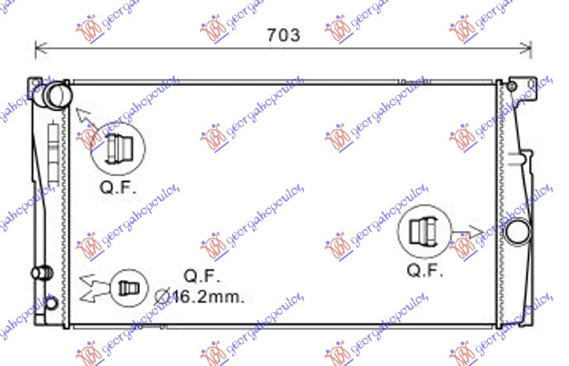 Bmw series 5 2013-2016 (f10/f11) HLADNJAK MOTORA 1.6/2.0 BENZIN (MAN) N20B16A/N20B20A/B (60x34.5x3.2) (NISSENS)