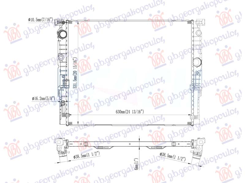 Bmw series 5 2016-2020 (g30/g31) HLADNJAK MOTORA 2.0/3.0 BENZIN (MAN/AUTO) (630x536) (NRF)