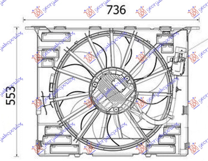 Bmw series 5 2016-2020 (g30/g31/f90) VENTILATOR KOMPLET (2.0 HYBRID - 3.0 BENZIN) (484mm) (600W) (4 PIN)