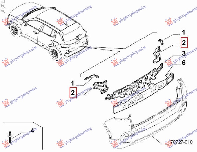 Jeep avenger 2022- (j2) NOSAC ZADNJEG BRANIKA BOCNI PLASTICNI (O)