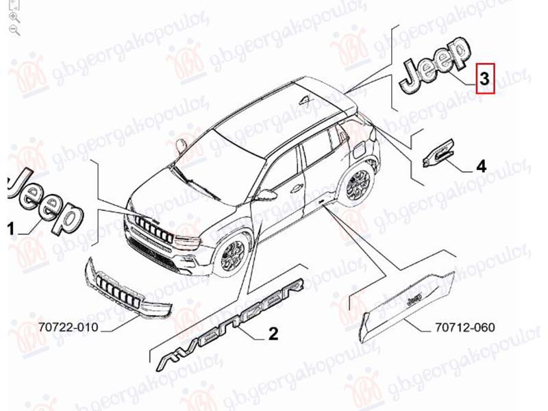 Jeep avenger 2022- (j2) ZNAK NA GEPEK VRATIMA (JEEP) (O)