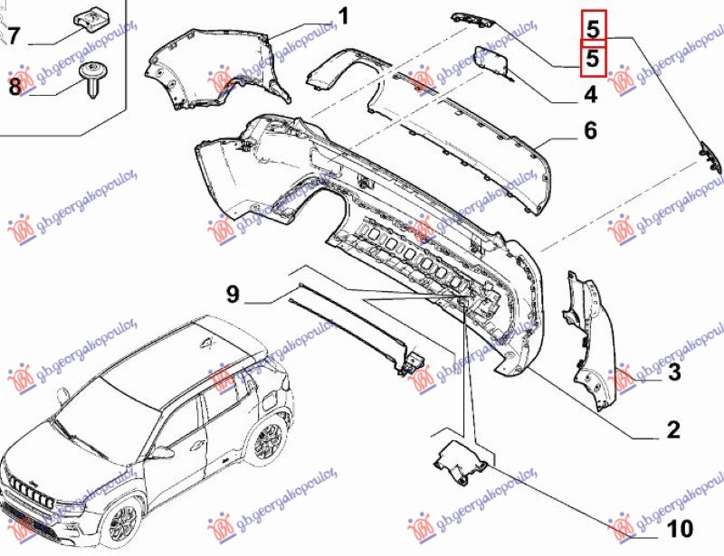 Jeep avenger 2022- (j2) KATADIOPTER U ZADNJEM BRANIKU (O)