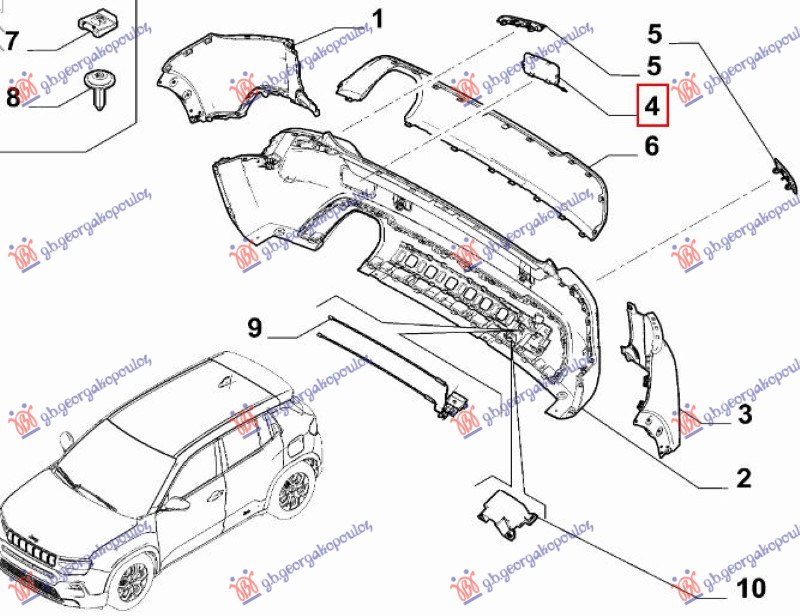 Jeep avenger 2022- (j2) POKLOPAC KUKE ZADNJEG BRANIKA (O) (nije za euro kuku)